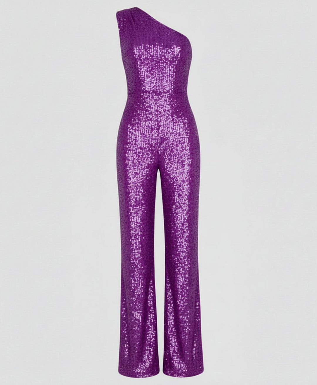 Women's One-Shoulder Sequin Wide-Leg Jumpsuit - S
