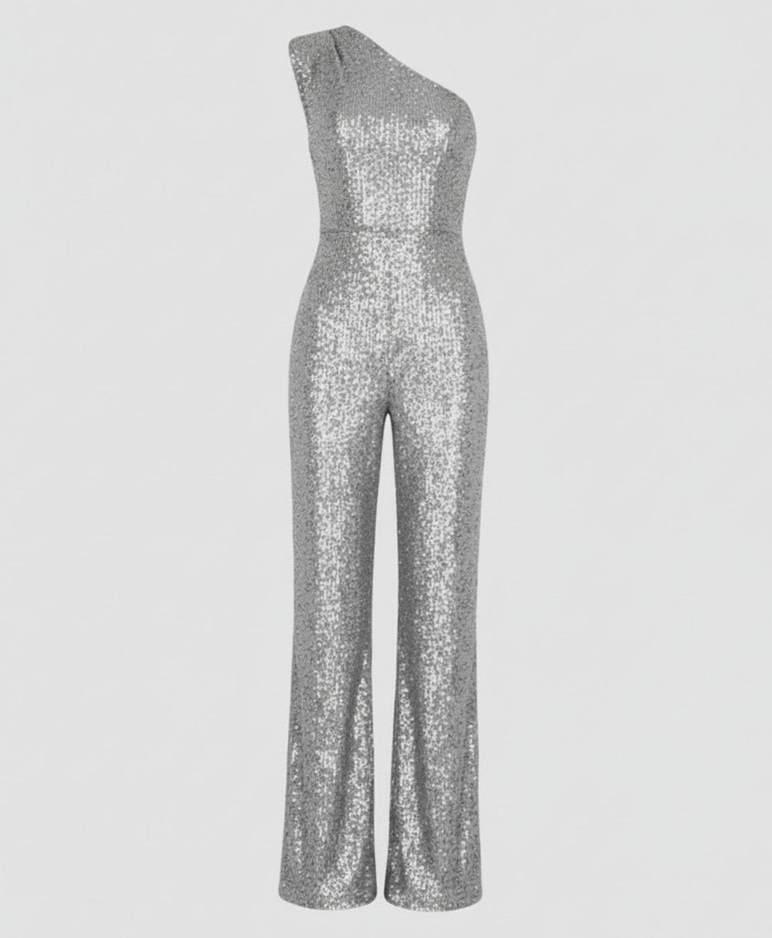 Women's One-Shoulder Sequin Wide-Leg Jumpsuit - S