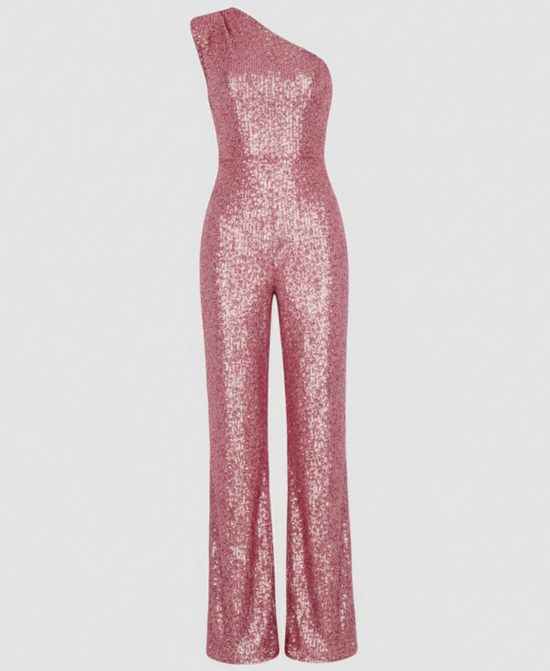 Women's One-Shoulder Sequin Wide-Leg Jumpsuit - S