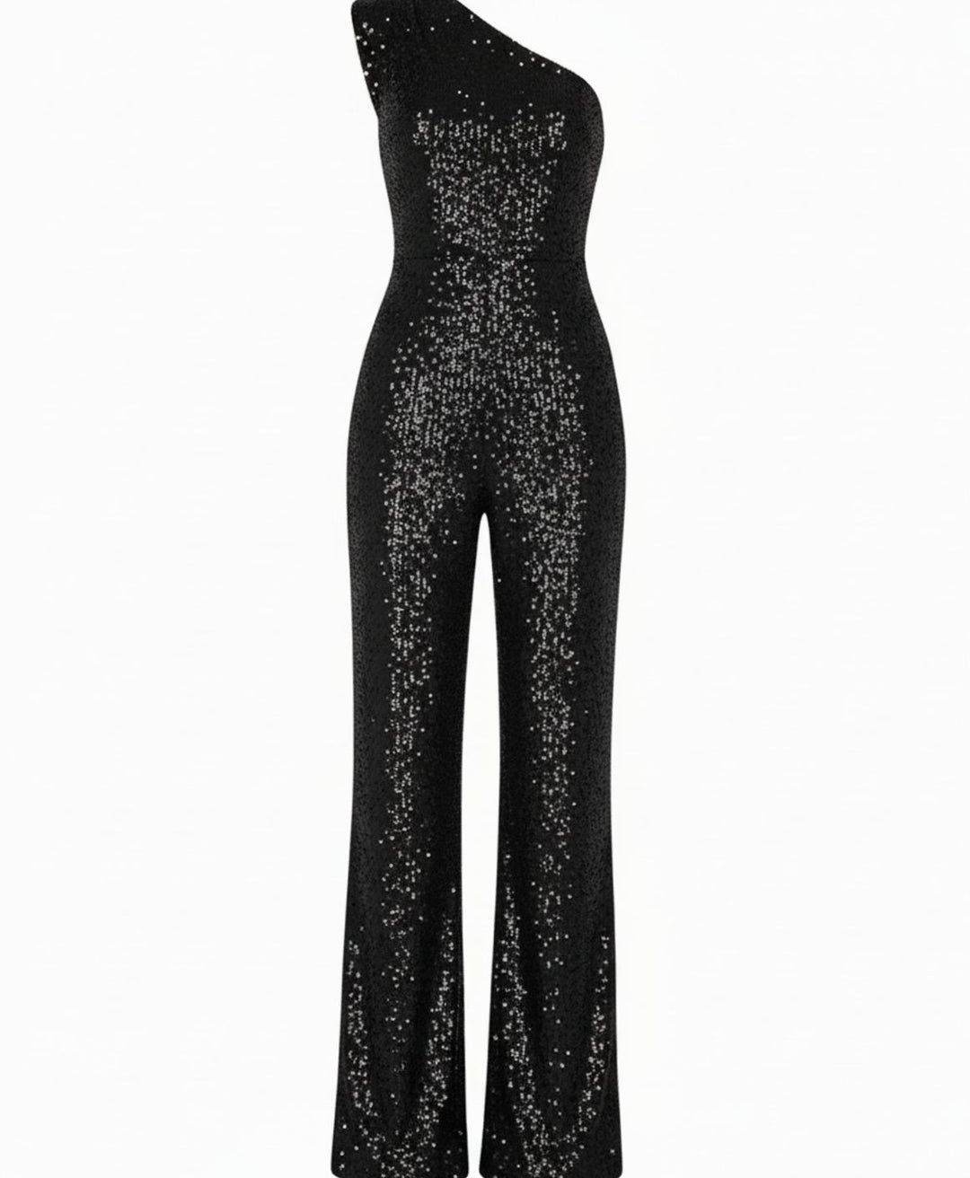 Women's One-Shoulder Sequin Wide-Leg Jumpsuit