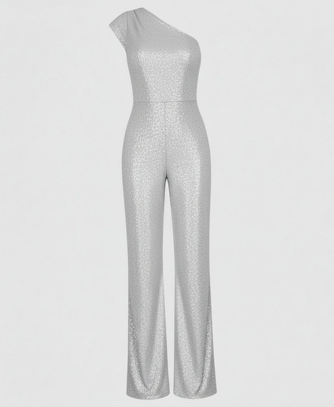 Women's One-Shoulder Sequin Wide-Leg Jumpsuit - S