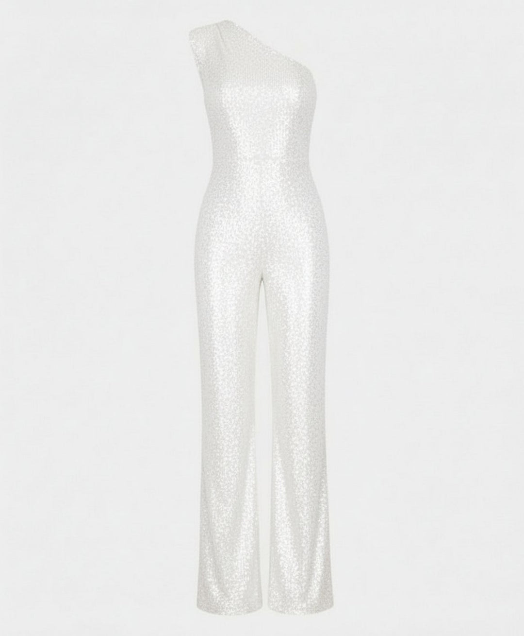 Women's One-Shoulder Sequin Wide-Leg Jumpsuit - S
