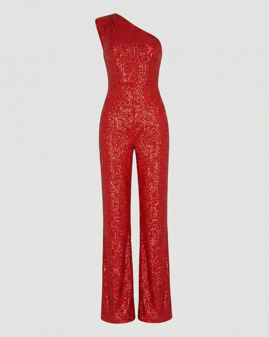 Women's One-Shoulder Sequin Wide-Leg Jumpsuit - S