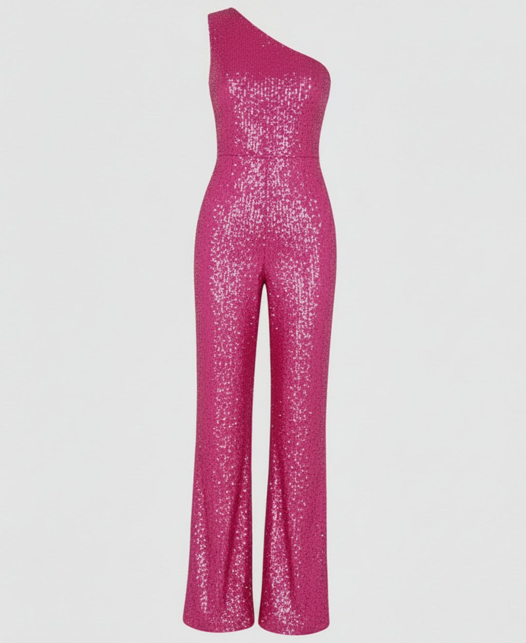 Women's One-Shoulder Sequin Wide-Leg Jumpsuit - S