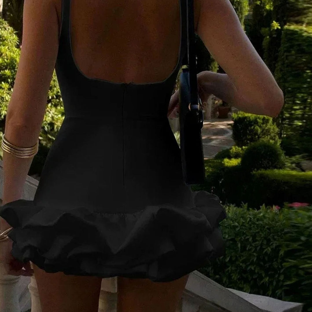 Women's Open-Back Ruffled Mini Dress
