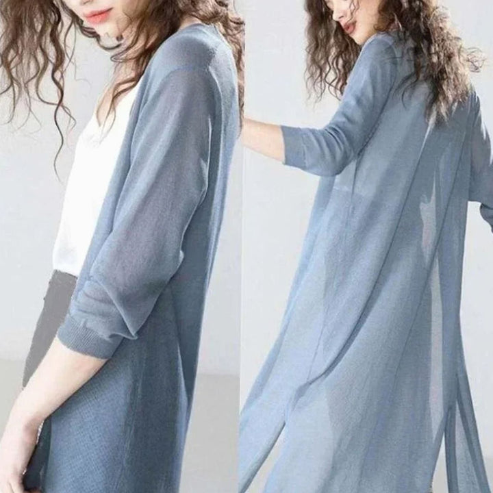 Women's Open-Front Lightweight Long Cardigan Sweater