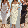 Layla | Women's Openwork Knit Spaghetti-Strap Midi Beach Cover-Up Dress