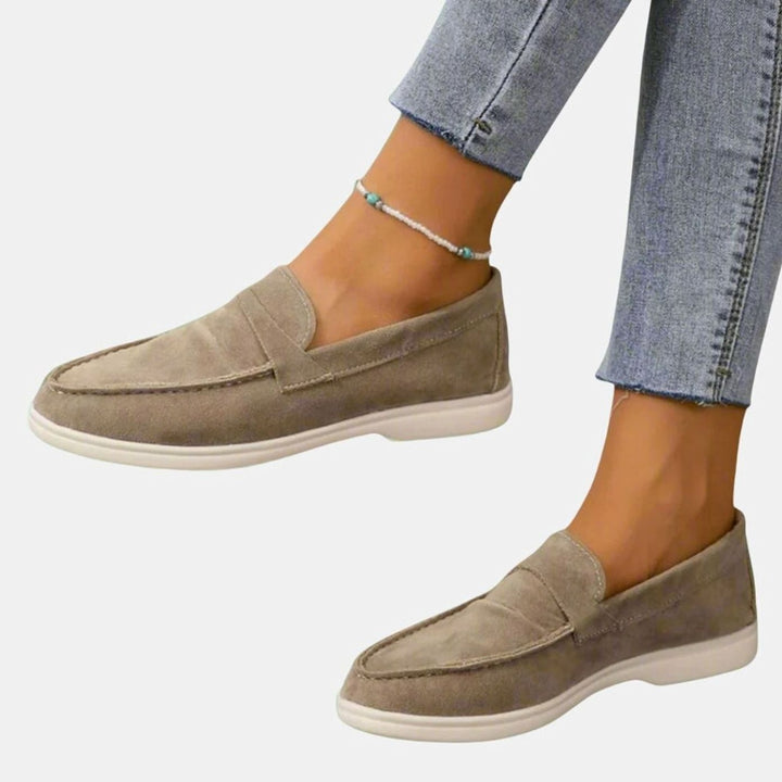 Women's Orthopedic Slip-On Suede Casual Loafers - Camel