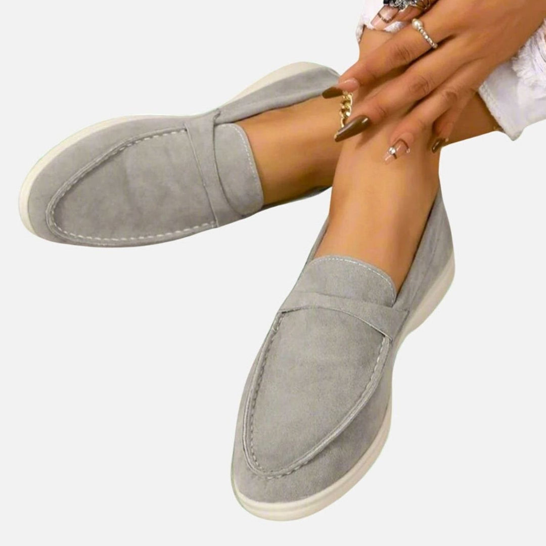 Women's Orthopedic Slip-On Suede Casual Loafers - Light Grey