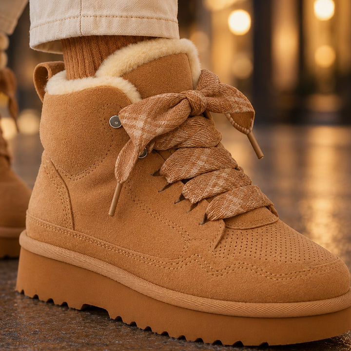 Women's Orthopedic Suede-Look Lace-Up Fur-Lined Ankle Winter Boots