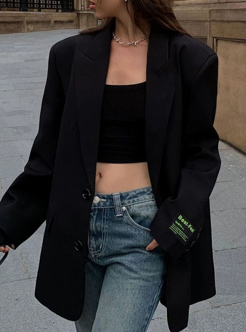 Women's Oversized Button-Front Relaxed Blazer