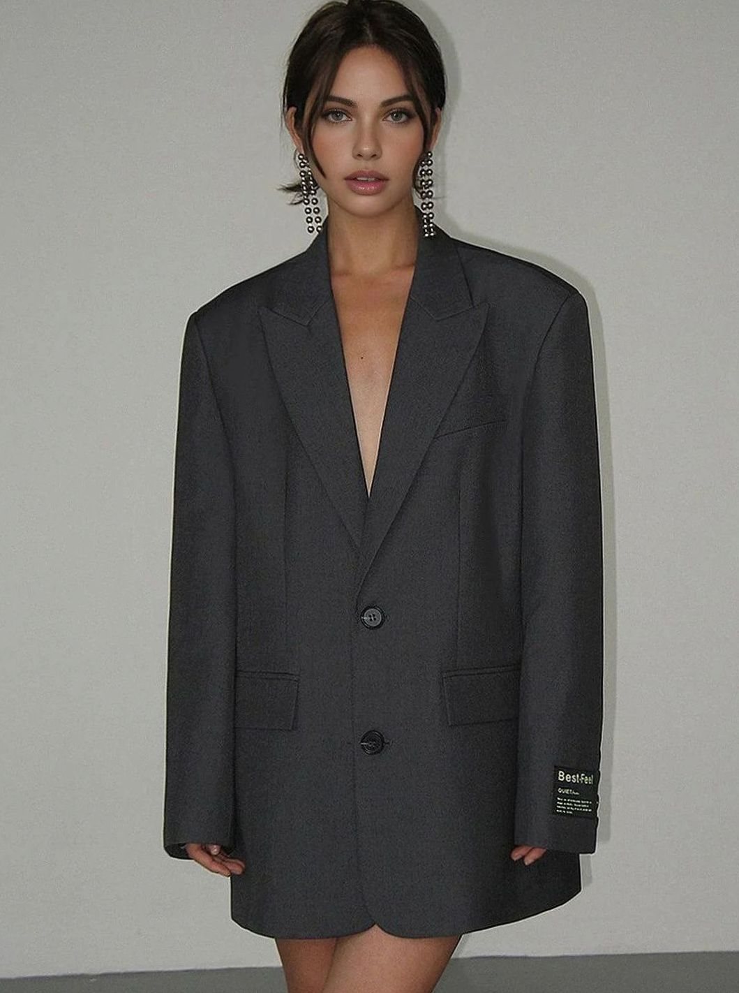 Women's Oversized Button-Front Relaxed Blazer