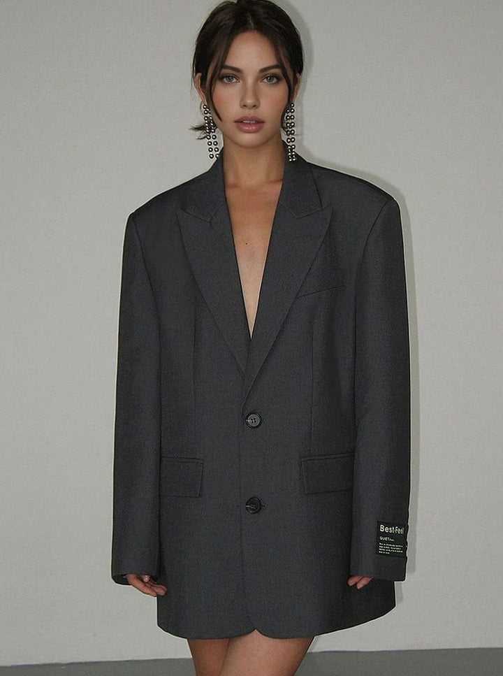 Women's Oversized Button-Front Relaxed Blazer