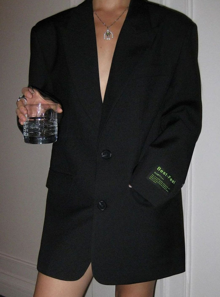 Women's Oversized Button-Front Relaxed Blazer