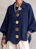 Charlotte | Women's Oversized Cardigan Sweater Collared Gold-Button Knit