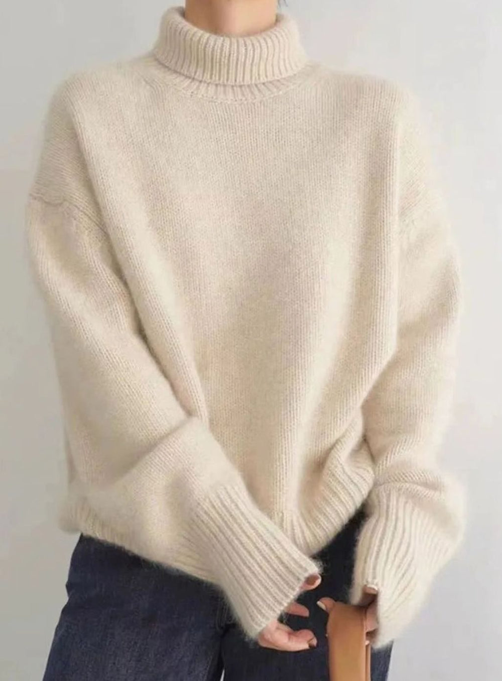 Women's Oversized Cashmere Turtleneck Knit Sweater