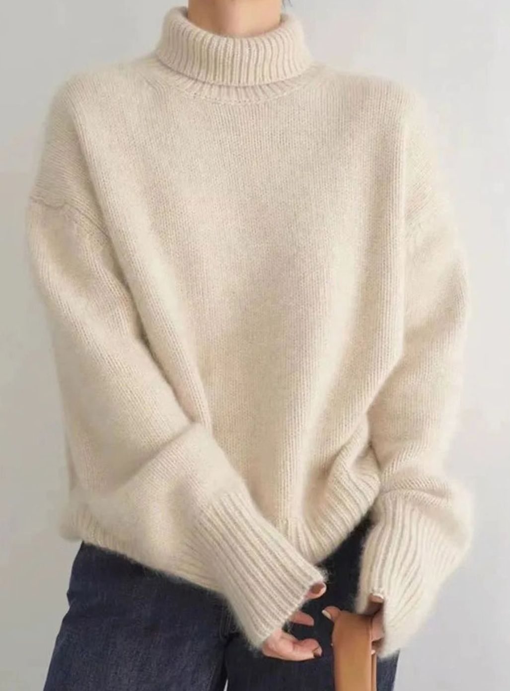 Women's Oversized Cashmere Turtleneck Knit Sweater