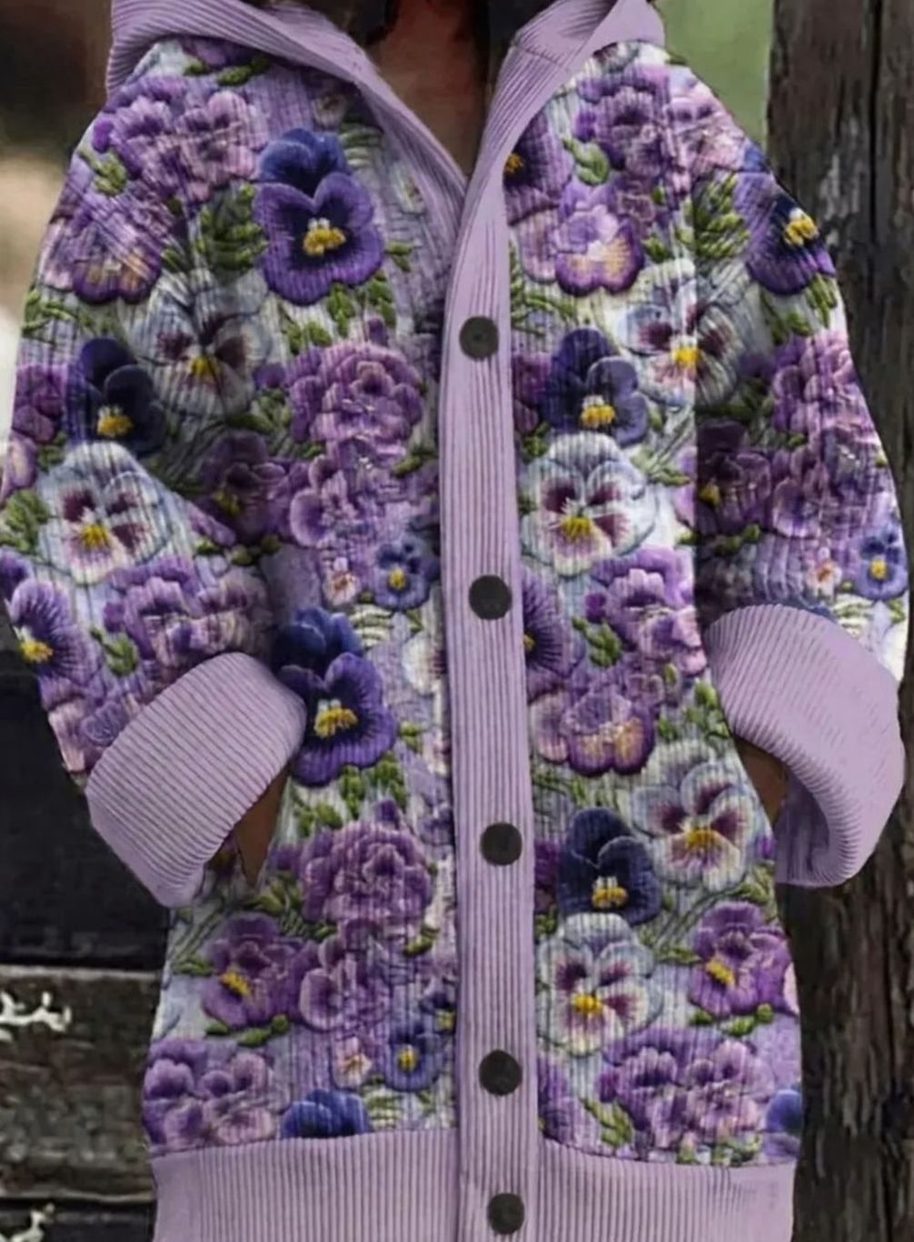 Women's Oversized Cat Print Button-Up Cardigan Sweater - Design 5
