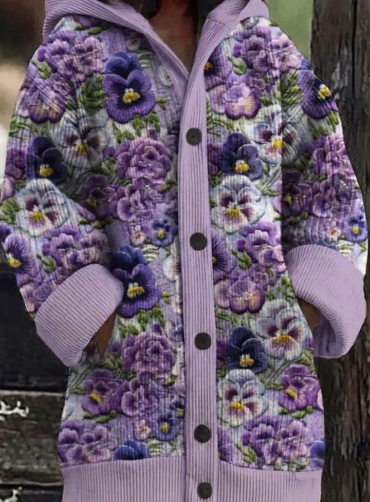 Women's Oversized Cat Print Button-Up Cardigan Sweater - Design 5