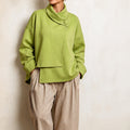 Amelia | Women's Oversized Cowl Neck Button Asymmetric Pullover Sweatshirt