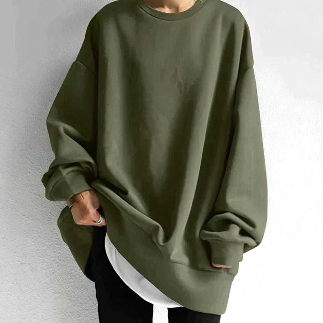 Women's Oversized Crewneck Pullover Sweater - Green