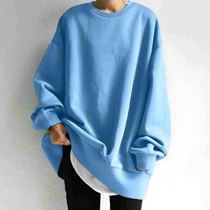 Women's Oversized Crewneck Pullover Sweater - Light Blue