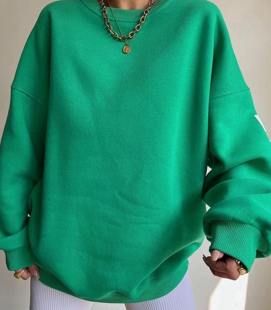 Women's Oversized Cropped Varsity Graphic Crewneck Sweatshirt