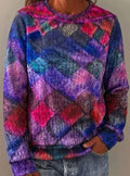 Penelope | Women's Oversized Diamond-Print Crewneck Knit Sweater