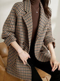Victoria | Women's Oversized Double-Breasted Houndstooth Longline Blazer