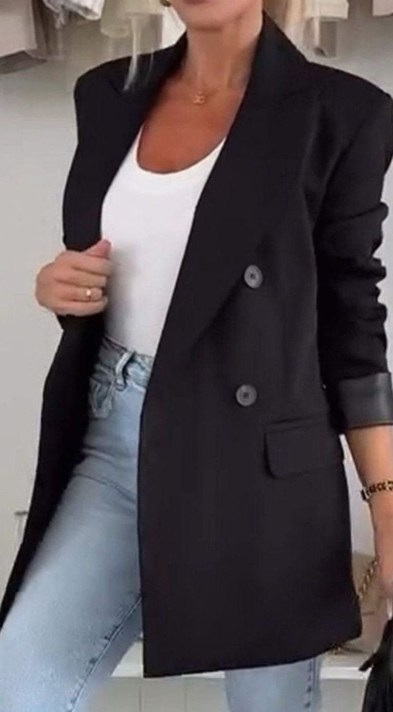 Women's Oversized Double-Breasted Long Blazer