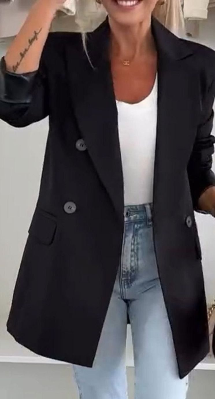 Women's Oversized Double-Breasted Long Blazer