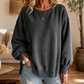 Evelyn | Women's Oversized Exposed-Seam Cut-Out Cuff Crewneck Sweatshirt