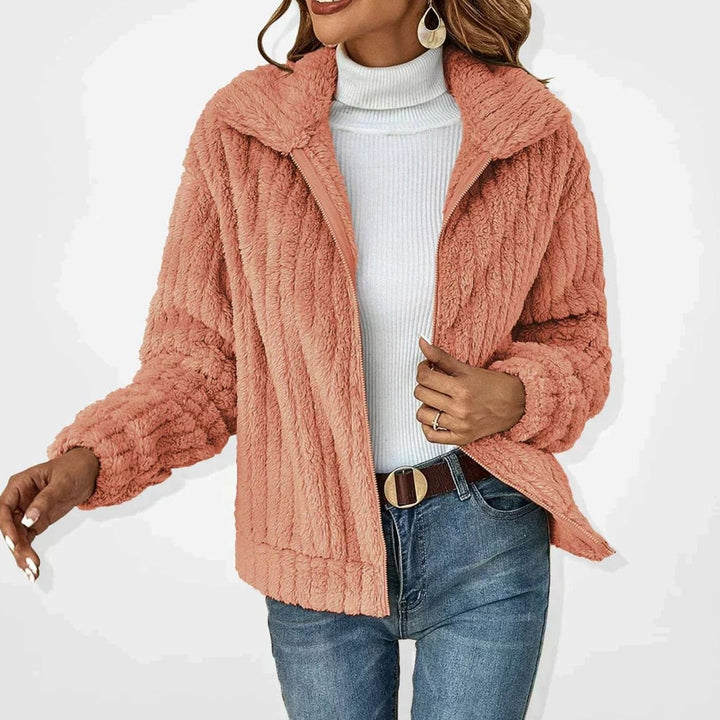 Women's Oversized Fluffy Zip-Up Sherpa Cardigan Jacket - Pink