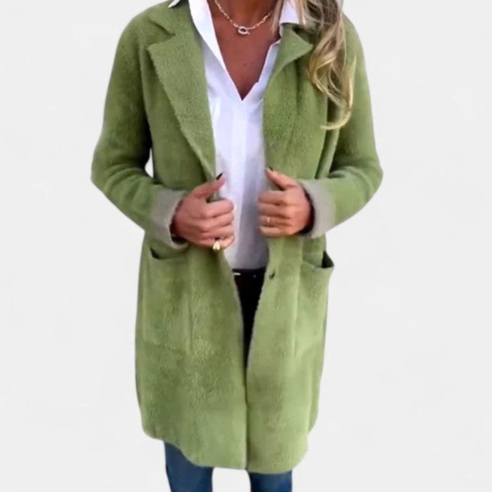Women's Oversized Fuzzy Button-Front Blazer Cardigan