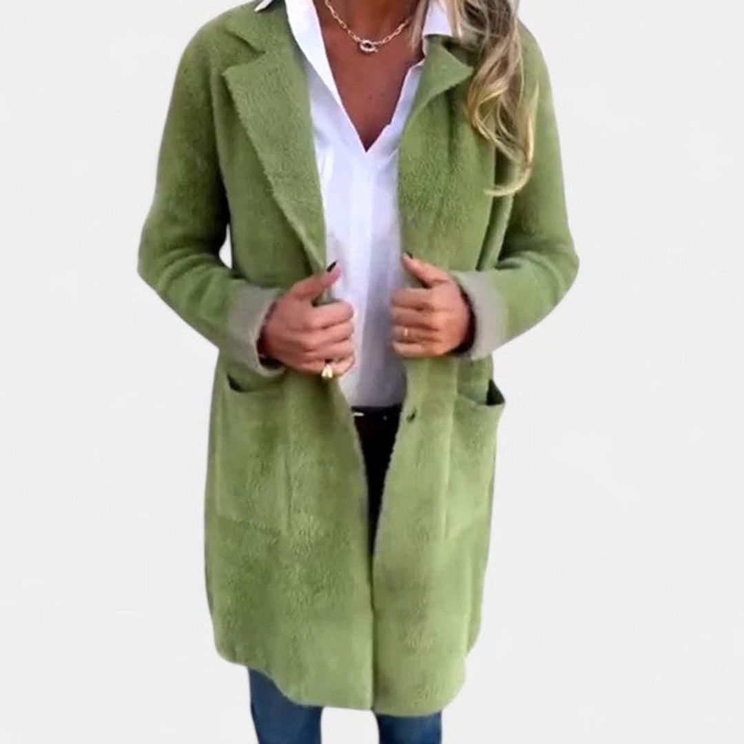 Women's Oversized Fuzzy Button-Front Blazer Cardigan
