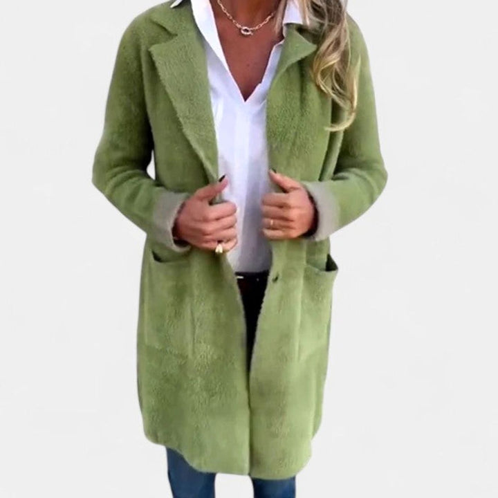 Women's Oversized Fuzzy Button-Front Blazer Cardigan