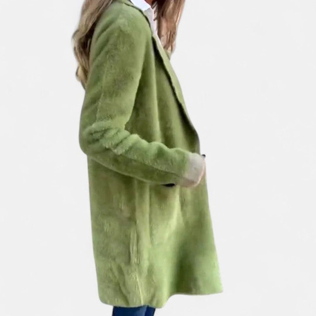 Women's Oversized Fuzzy Button-Front Blazer Cardigan