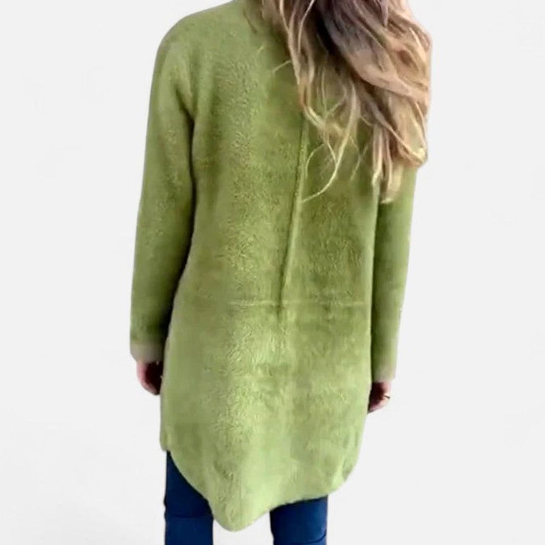 Women's Oversized Fuzzy Button-Front Blazer Cardigan