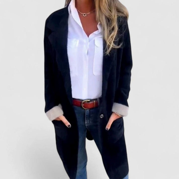 Women's Oversized Fuzzy Button-Front Blazer Cardigan