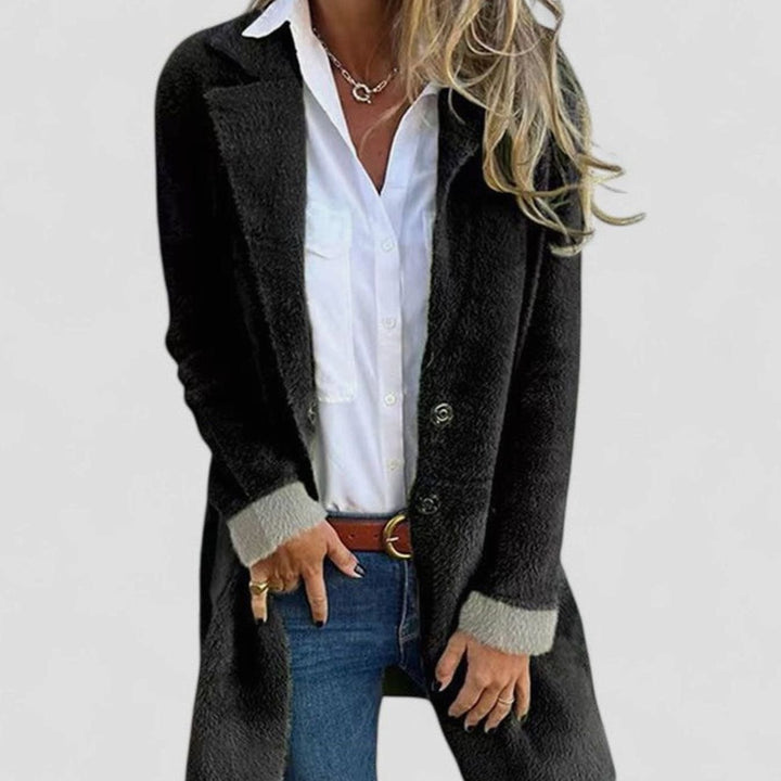 Women's Oversized Fuzzy Button-Front Blazer Cardigan