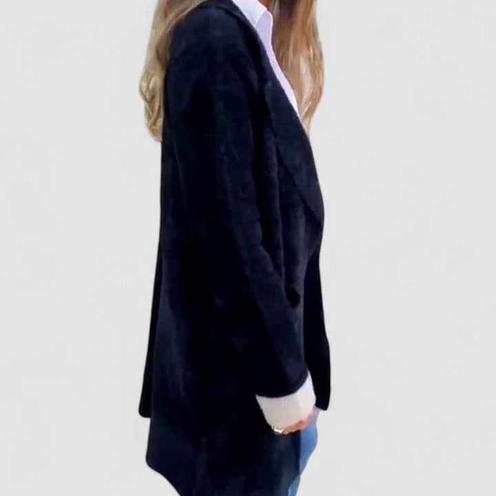 Women's Oversized Fuzzy Button-Front Blazer Cardigan