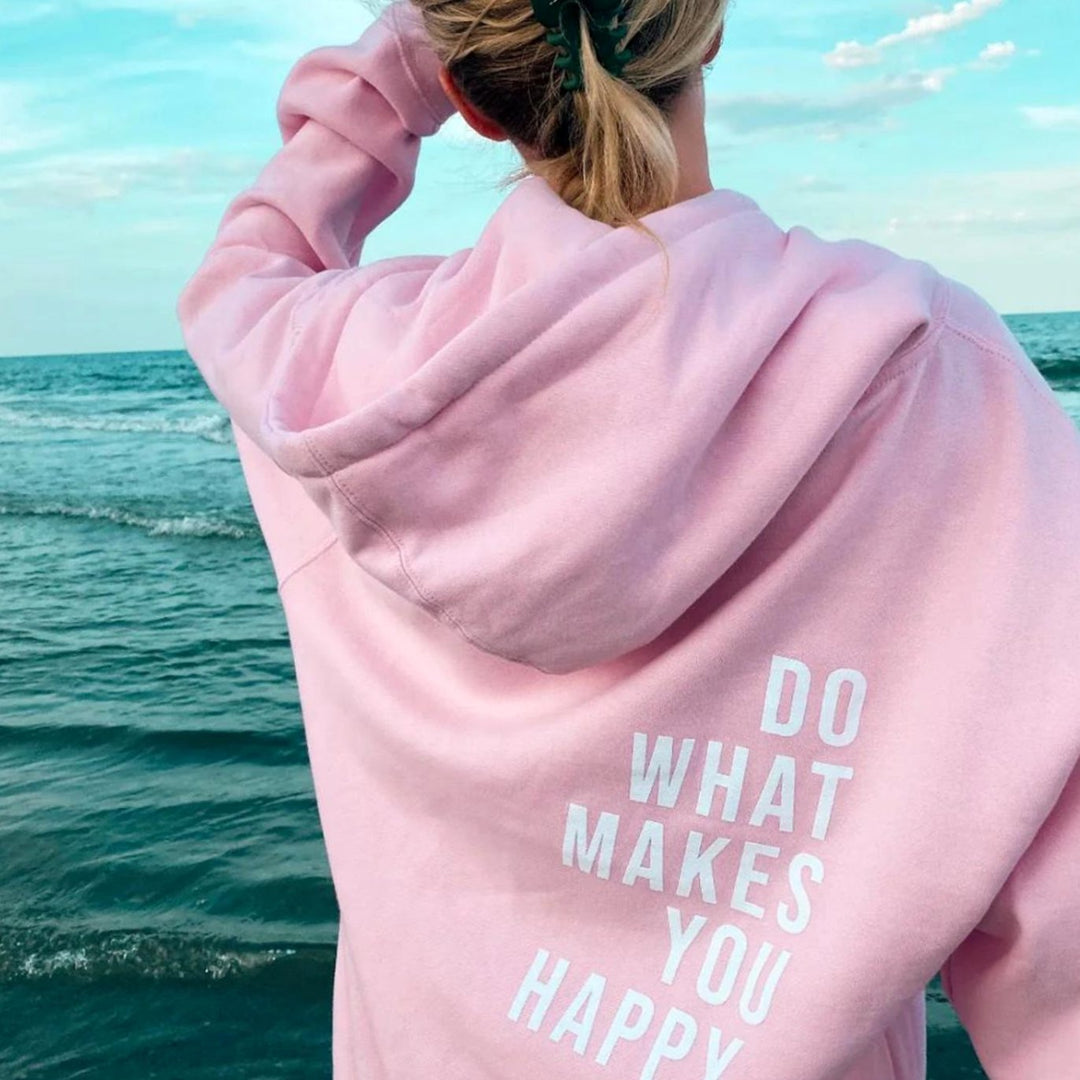 Women's Oversized Graphic Crewneck Sweatshirt Positive Message - Light Pink - White Print
