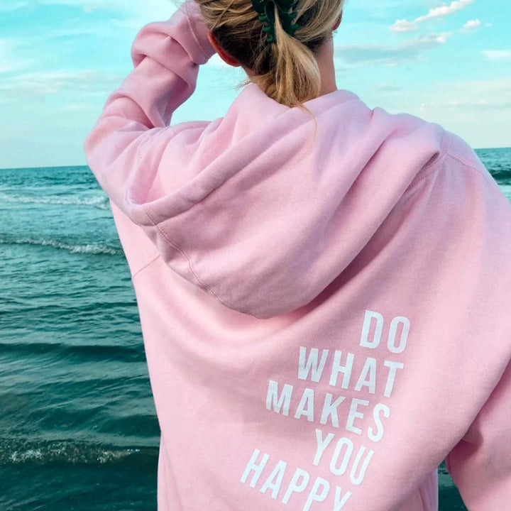 Women's Oversized Graphic Crewneck Sweatshirt Positive Message - Light Pink - White Print