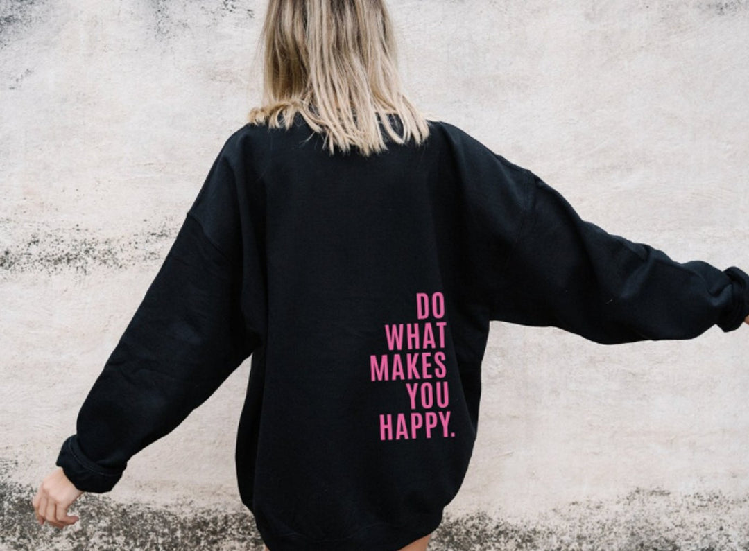 Women's Oversized Graphic Crewneck Sweatshirt Positive Message - Black