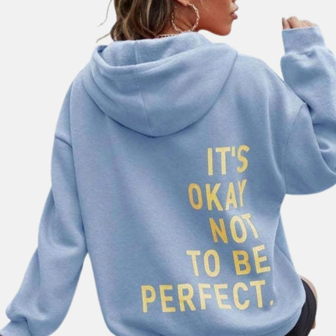 Women's Oversized Graphic-Print Drawstring Pullover Hoodie - Light Blue