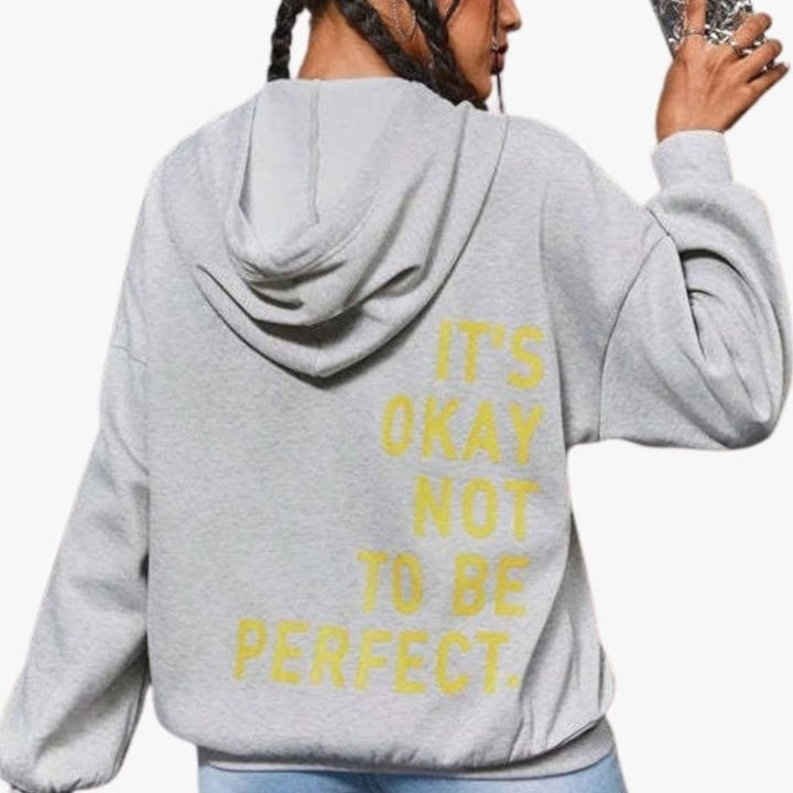 Women's Oversized Graphic-Print Drawstring Pullover Hoodie - Light Gray
