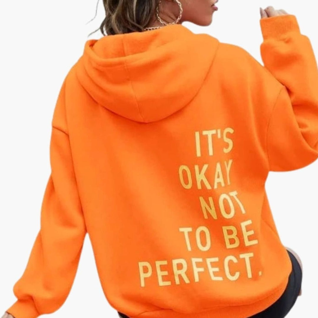 Women's Oversized Graphic-Print Drawstring Pullover Hoodie - Orange