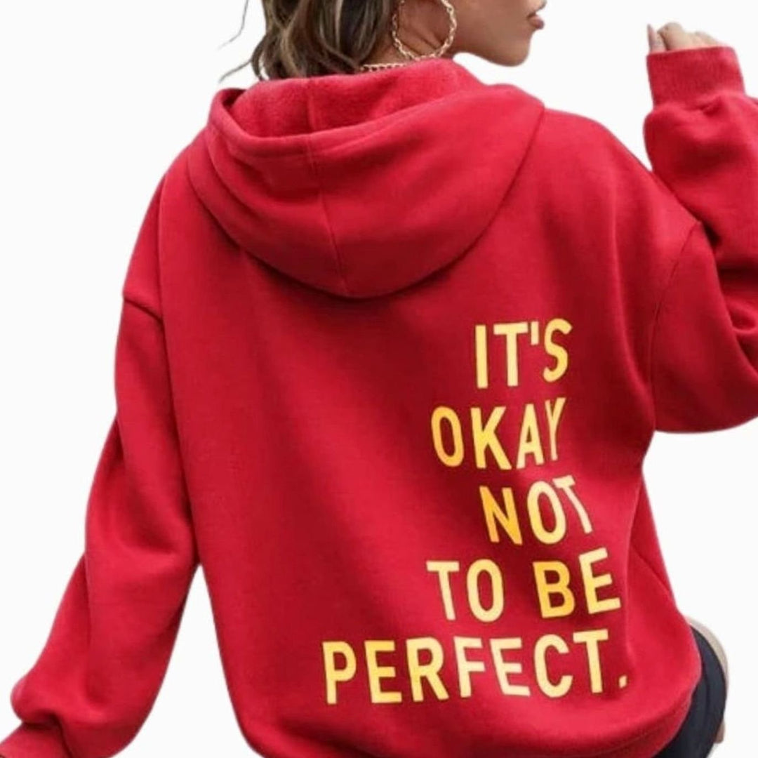 Women's Oversized Graphic-Print Drawstring Pullover Hoodie - Red