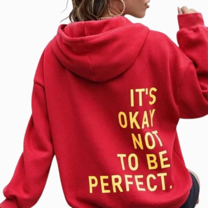 Women's Oversized Graphic-Print Drawstring Pullover Hoodie - Red