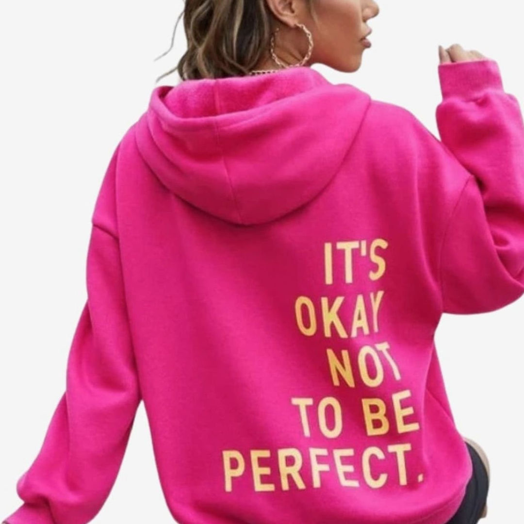 Women's Oversized Graphic-Print Drawstring Pullover Hoodie - Pink